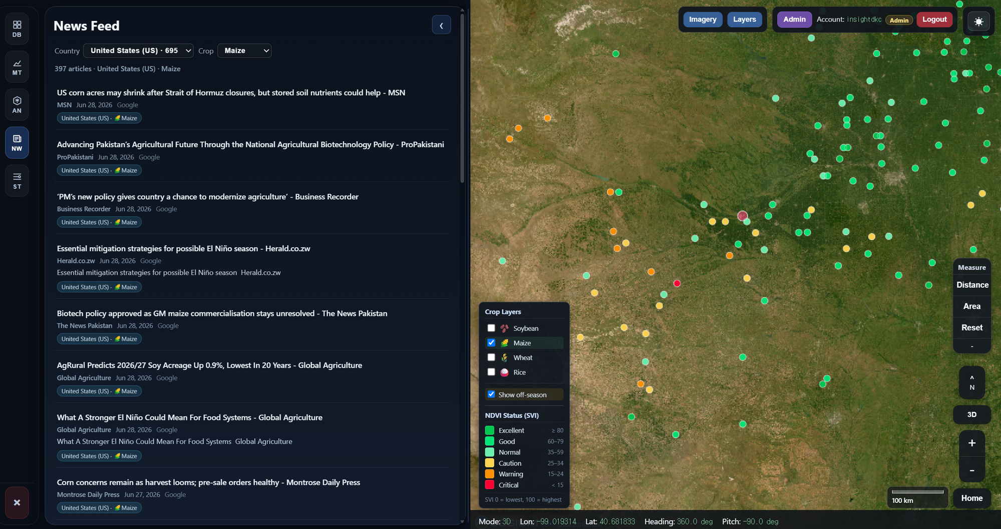 Crop Monitoring — curated agricultural news feed by country and crop
